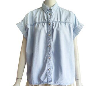 ALL SAINTS Womens Pome Bay Chambray Shirt Snap Front Cuffed Sleeve Lyocell Sz S